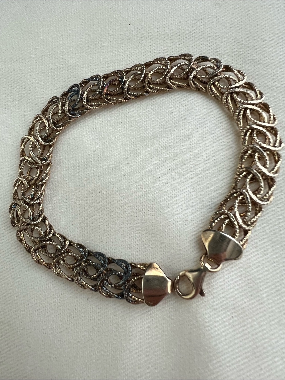 Vintage"AK Turkey" 925 sterling silver Byzantine bracelet Gold-Tone Braided